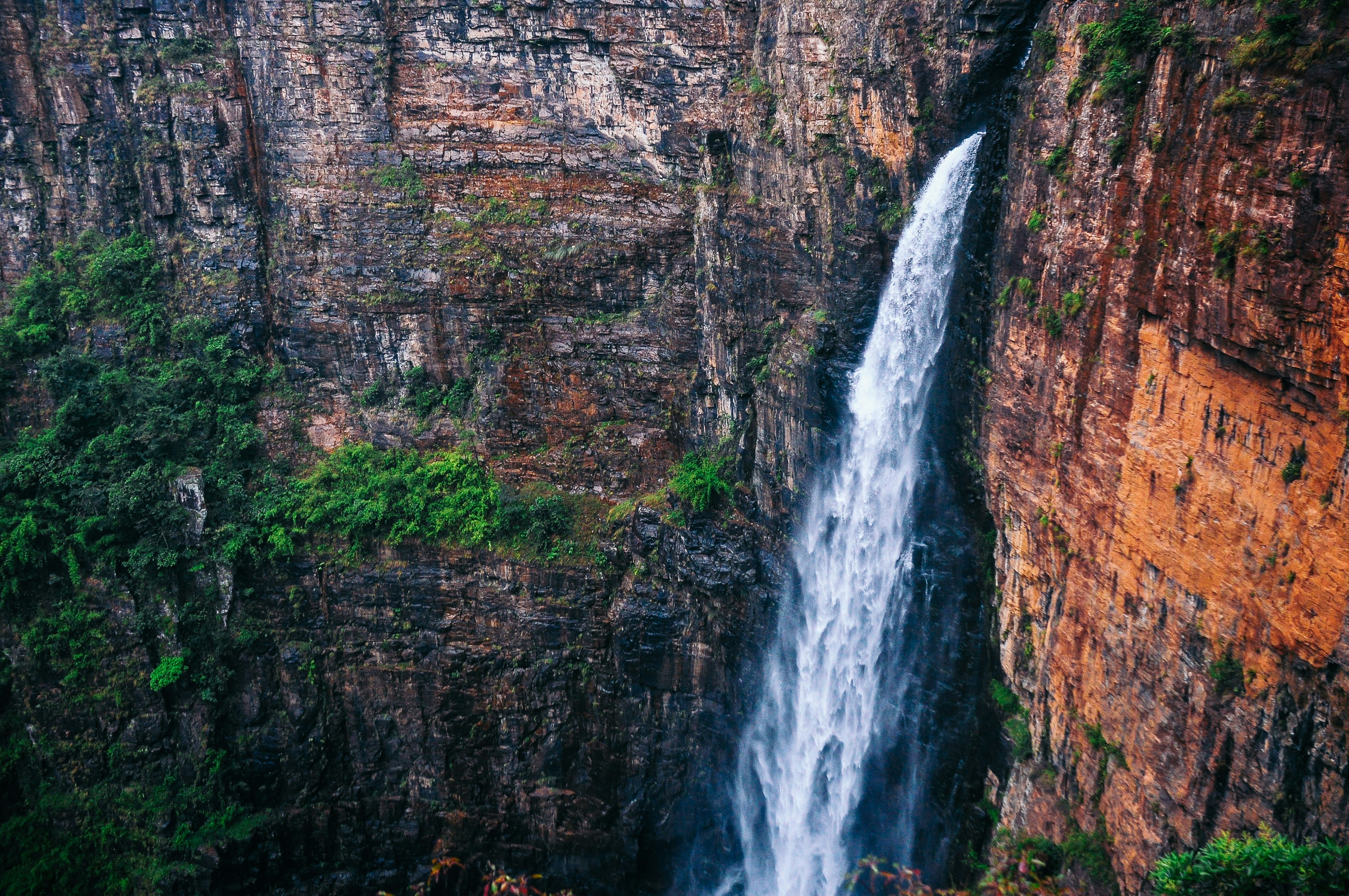 bird's eye view of waterfalls